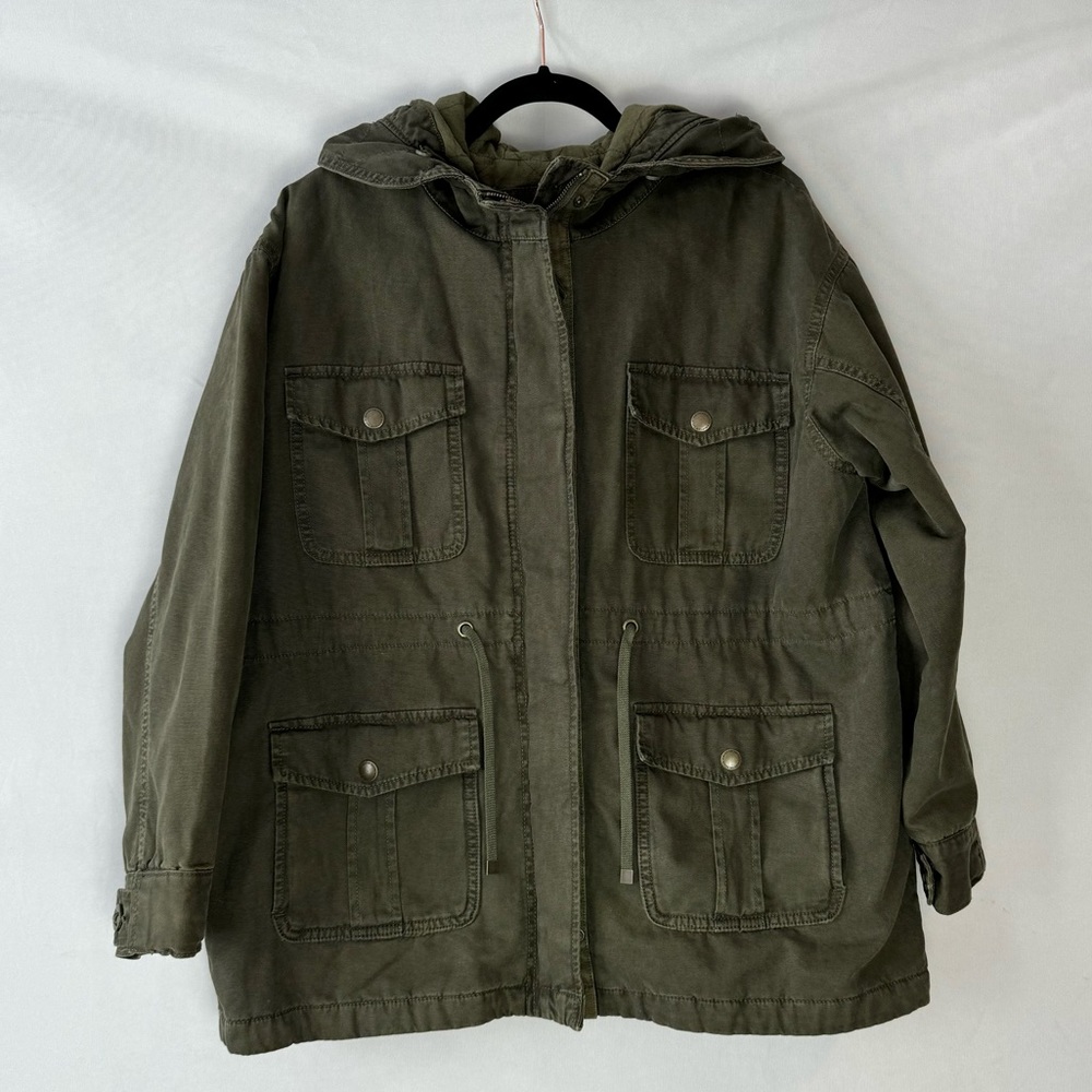 American Eagle Hooded Green Utility Jacket
